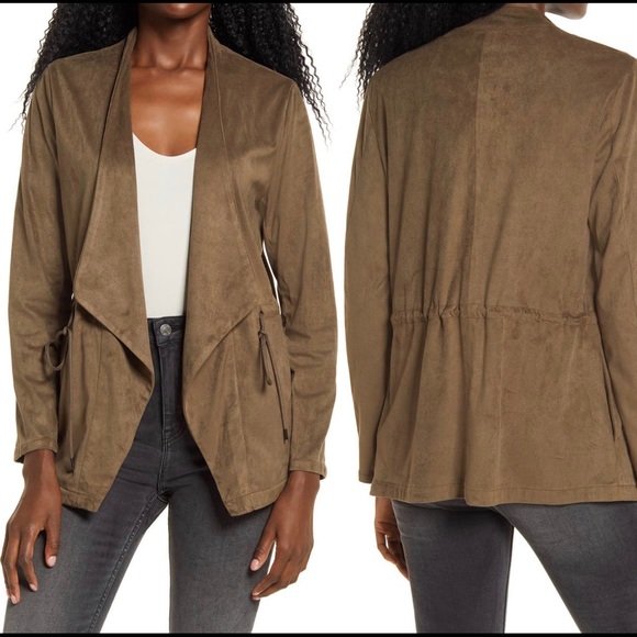 Blank NYC Draped Faux Suede Cinch-Waist Jacket - Picture 1 of 9